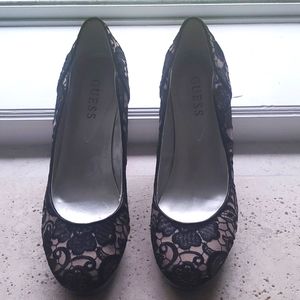 Guess black lace heels.